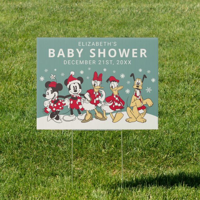 Mickey & Friends Winter Baby Shower Sign (Insitu)