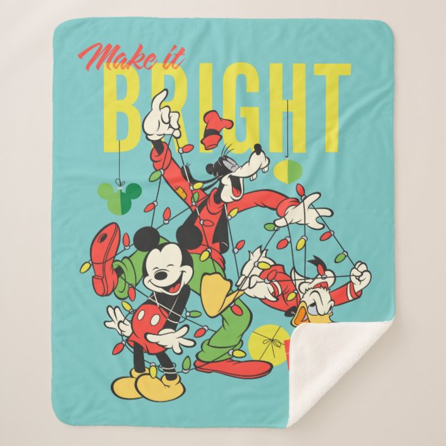 Mickey, Goofy, Donald | Make it Bright Sherpa Blanket (Front)
