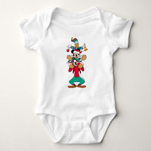 Mickey Goofy  Donald  Ready for Christmas Baby Bodysuit