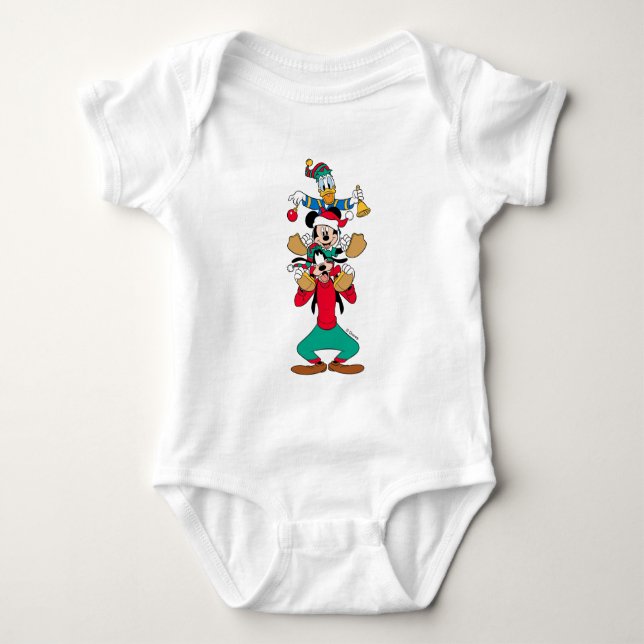Mickey, Goofy & Donald | Ready for Christmas Baby Bodysuit (Front)