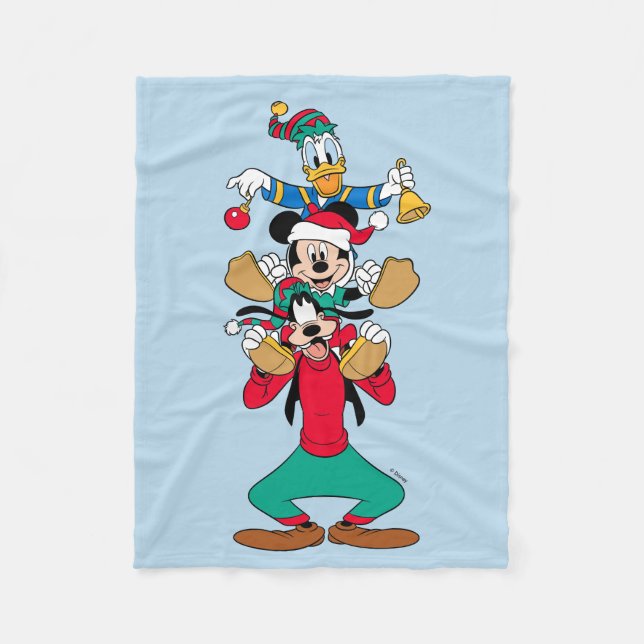 Mickey, Goofy & Donald | Ready for Christmas Fleece Blanket (Front)