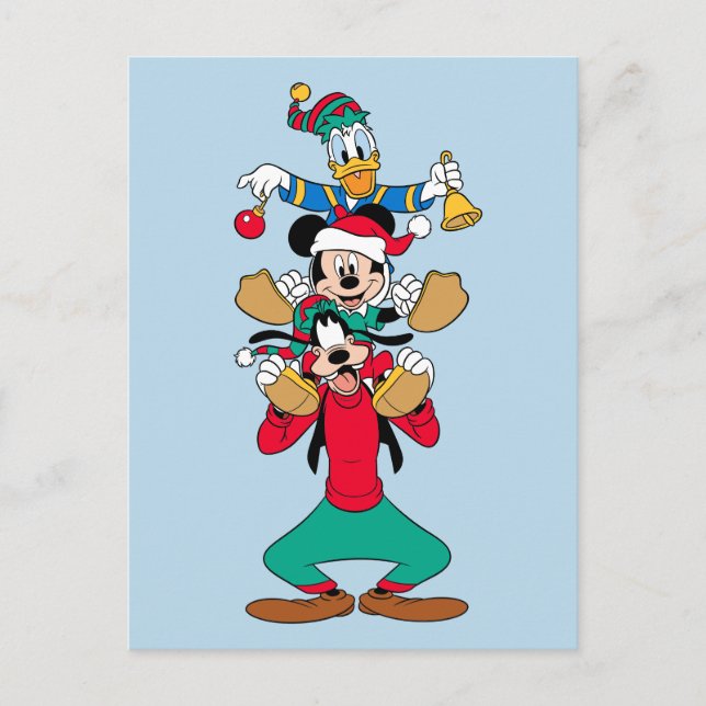 Mickey, Goofy & Donald | Ready for Christmas Holiday Postcard (Front)