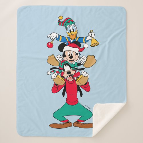 Mickey Goofy  Donald  Ready for Christmas Sherpa Blanket