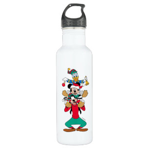 Mickey, Goofy & Donald Ready for Christmas Stainless Steel Water Bottle