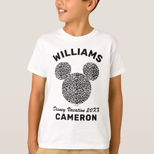 Mickey Grey Cheetah | Family Vacation and Year T-S T-Shirt (Front)