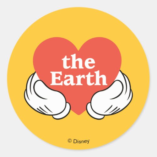 Mickey Hands  Love the Earth Classic Round Sticker