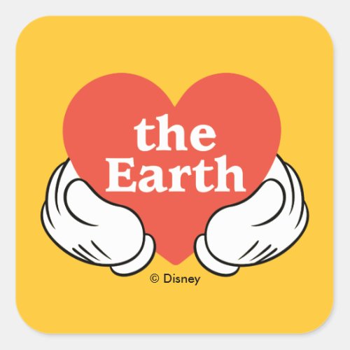 Mickey Hands  Love the Earth Square Sticker