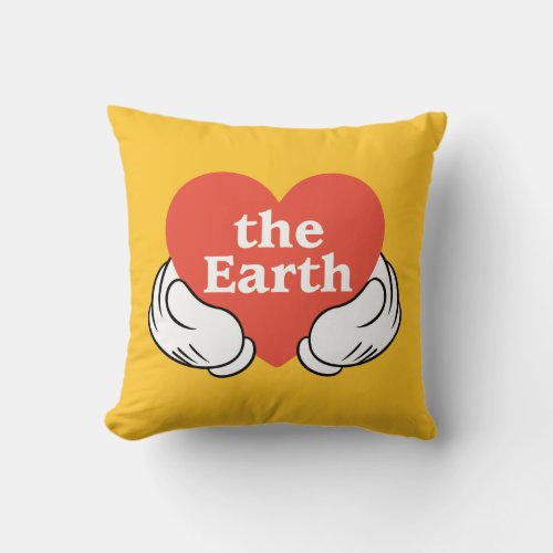 Mickey Hands  Love the Earth Throw Pillow