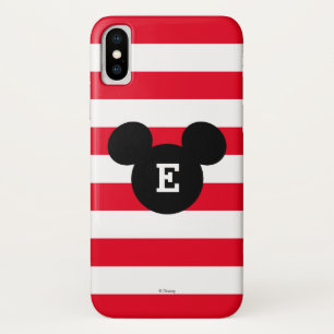 Mickey Head Silhouette Striped Pattern   Monogram iPhone X Case