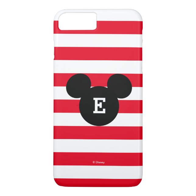 Mickey Head Silhouette Striped Pattern | Monogram Case-Mate iPhone Case (Back)