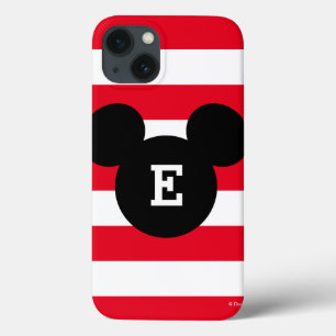 Mickey Head Silhouette Striped Pattern   Monogram iPhone 13 Case
