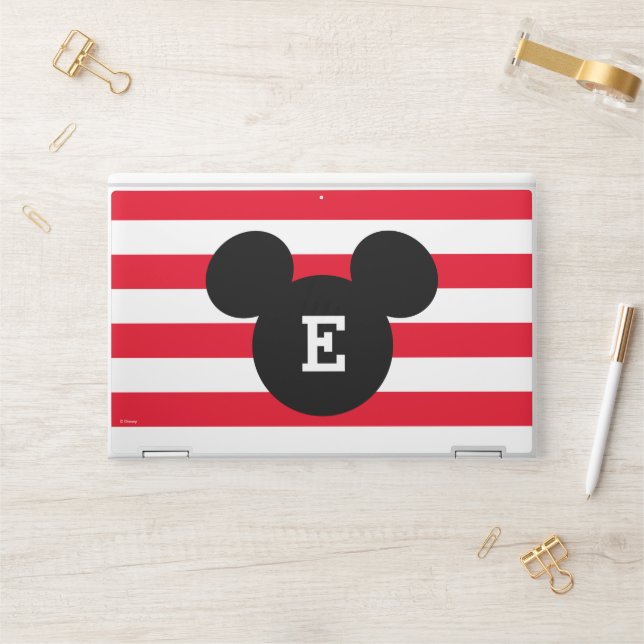 Mickey Head Silhouette Striped Pattern | Monogram HP Laptop Skin (Desk)