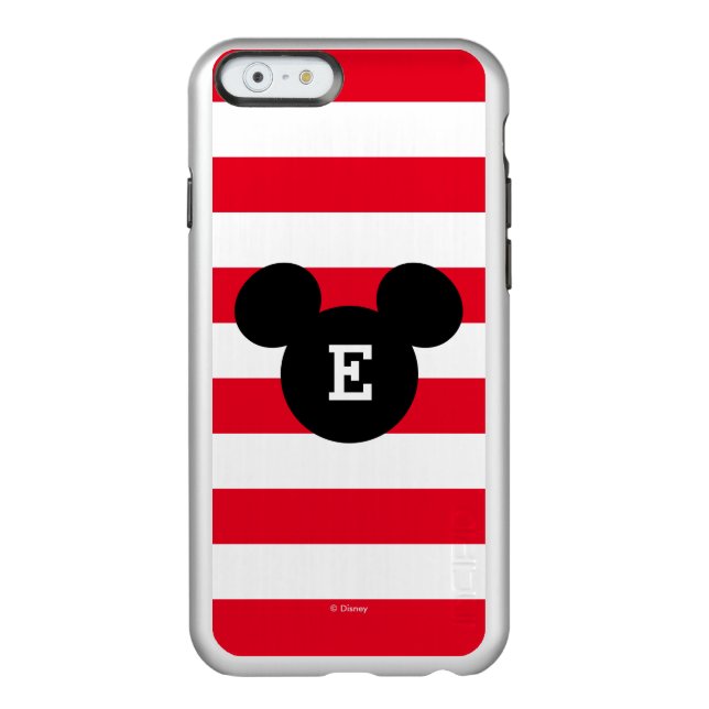 Mickey Head Silhouette Striped Pattern | Monogram Incipio iPhone Case (Back)