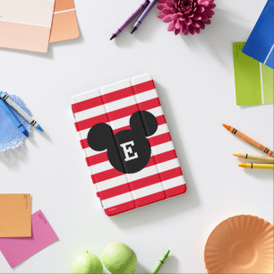 Mickey Head Silhouette Striped Pattern Monogram iPad Mini Cover