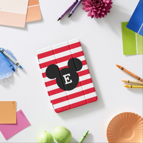 Mickey Head Silhouette Striped Pattern  Monogram iPad Mini Cover