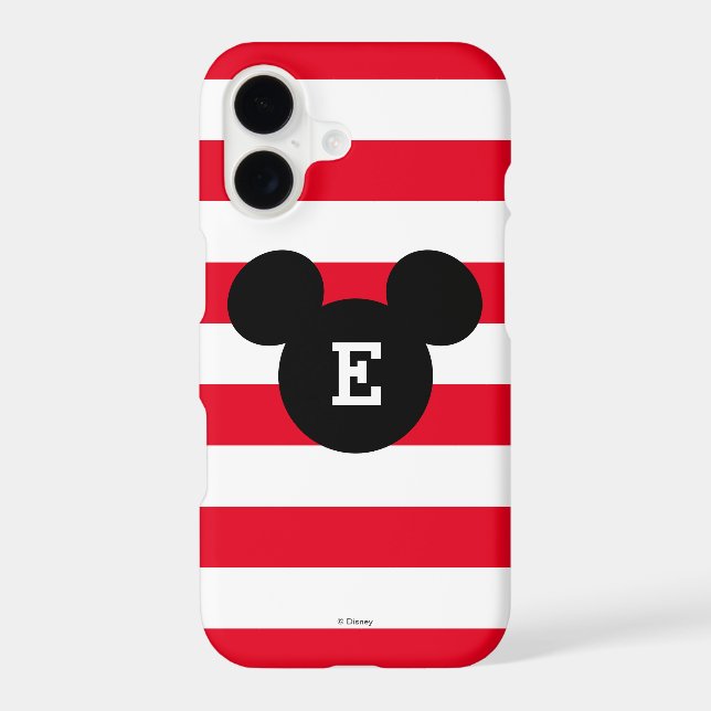 Mickey Head Silhouette Striped Pattern | Monogram Iphone Case (Back)