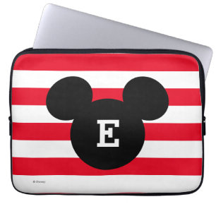 Mickey Head Silhouette Striped Pattern Monogram Laptop Sleeve