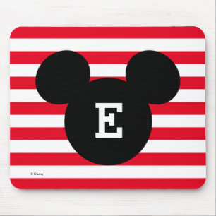 Mickey Head Silhouette Striped Pattern   Monogram Mouse Pad