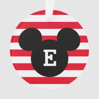 Mickey Head Silhouette Striped Pattern | Monogram Ornament