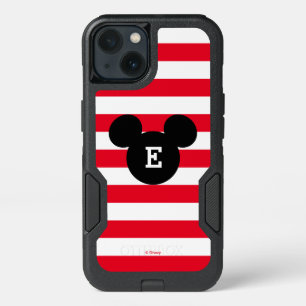 Mickey Head Silhouette Striped Pattern   Monogram iPhone 13 Case