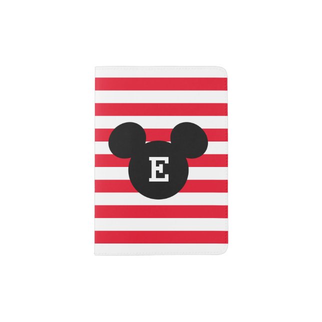 Mickey Head Silhouette Striped Pattern | Monogram Passport Holder (Front)