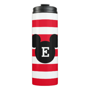 Mickey Head Silhouette Striped Pattern Monogram Thermal Tumbler