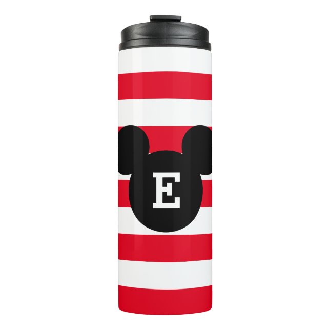 Mickey Head Silhouette Striped Pattern | Monogram Thermal Tumbler (Front)