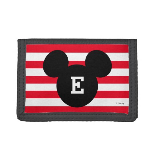 Mickey Head Silhouette Striped Pattern  Monogram Trifold Wallet