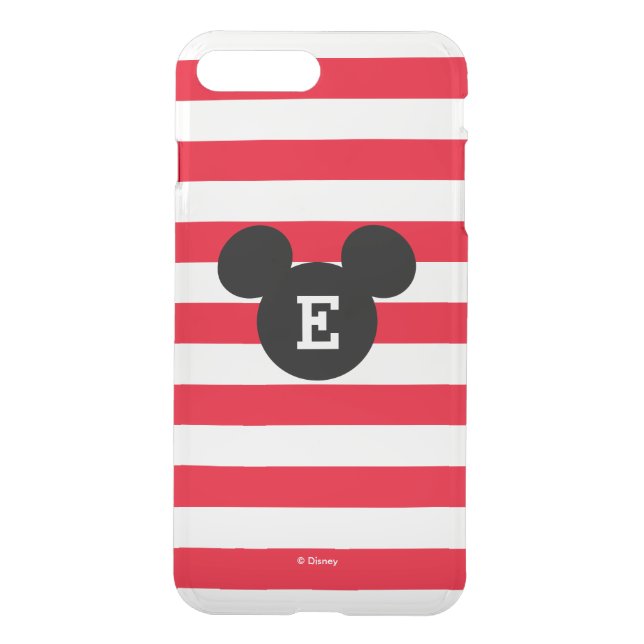 Mickey Head Silhouette Striped Pattern | Monogram Uncommon iPhone Case (Back)