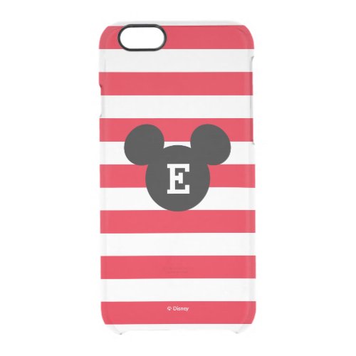 Mickey Head Silhouette Striped Pattern  Monogram Clear iPhone 66S Case