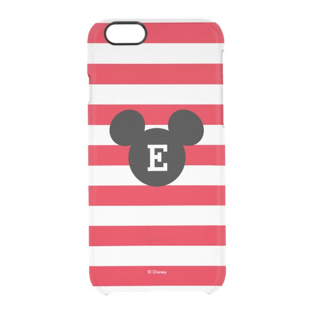 Mickey Head Silhouette Striped Pattern | Monogram Uncommon iPhone Case (Back)