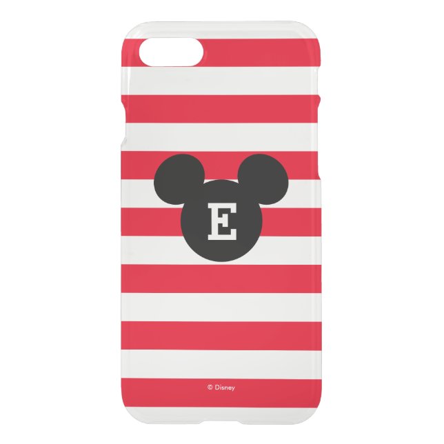 Mickey Head Silhouette Striped Pattern | Monogram Uncommon iPhone Case (Back)