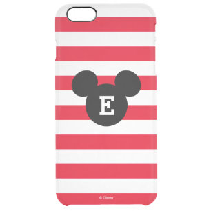 Mickey Head Silhouette Striped Pattern   Monogram Clear iPhone 6 Plus Case