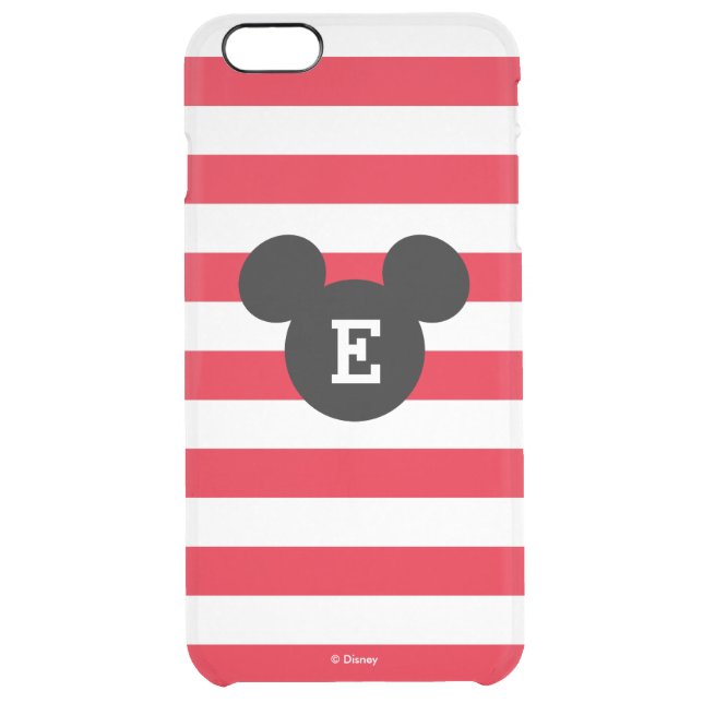 Mickey Head Silhouette Striped Pattern | Monogram Uncommon iPhone Case (Back)