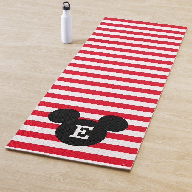 Mickey Head Silhouette Striped Pattern | Monogram Yoga Mat (In Situ)
