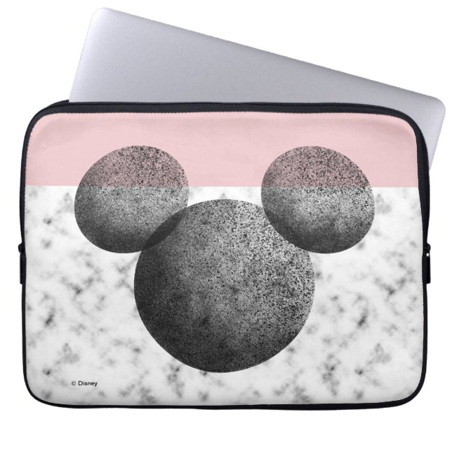 Mickey Icon | Pink & Marble Laptop Sleeve (Front)