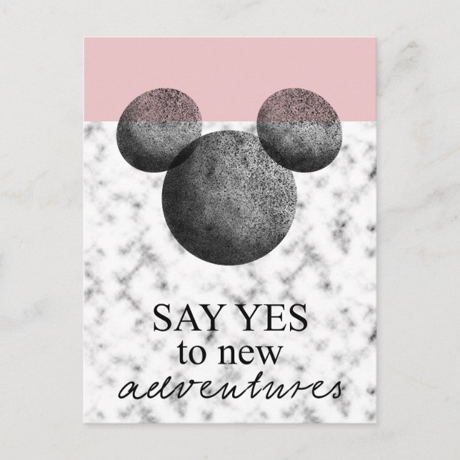 Mickey Icon | Pink & Marble Postcard (Front)