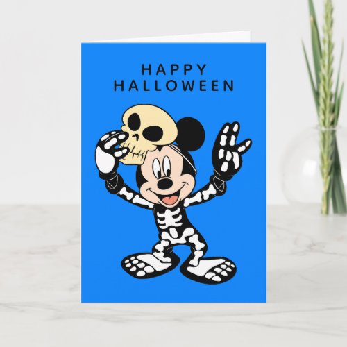 Mickey in Halloween Skeleton Costume Card
