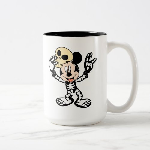 Mickey in Halloween Skeleton Costume Two_Tone Coffee Mug