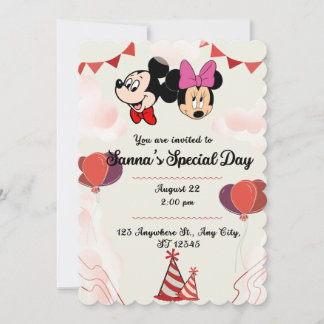 Mickey Kids birthday invitation