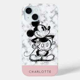 Mickey | Marble - Add Your Name iPhone 15 Case