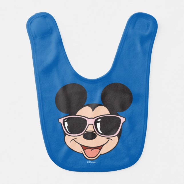 Mickey | Mickey Smiling Sunglasses Baby Bib (Front)