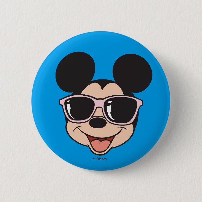 Mickey | Mickey Smiling Sunglasses Pinback Button (Front)