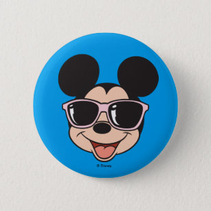 Mickey   Mickey Smiling Sunglasses Pinback Button