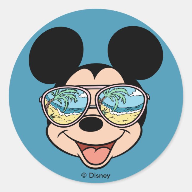 Mickey | Mickey Tropical Sunglasses Classic Round Sticker (Front)