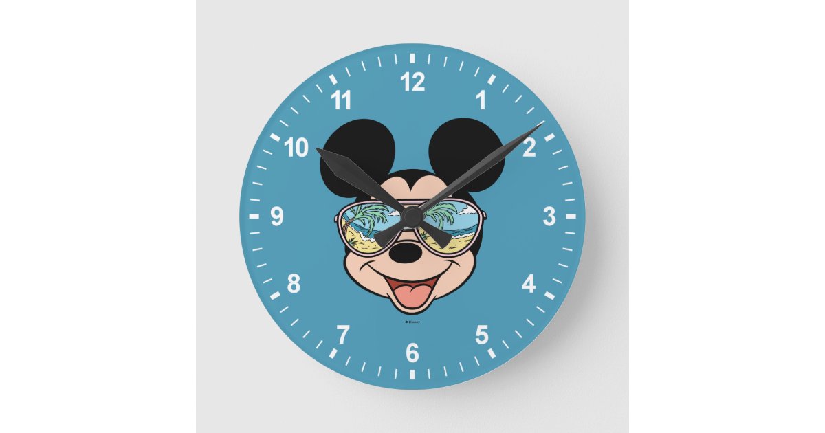 Mickey | Mickey Tropical Sunglasses Round Clock | Zazzle Mickey | Mickey Tropical Sunglasses Round Clock | Zazzle