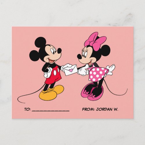 Mickey  Minnie  Be Mine Holiday Postcard