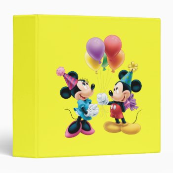 Mickey & Minnie | Birthday 3 Ring Binder by MickeyAndFriends at Zazzle
