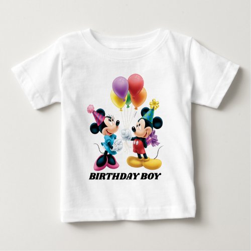 Mickey  Minnie  Birthday Boy Baby T_Shirt