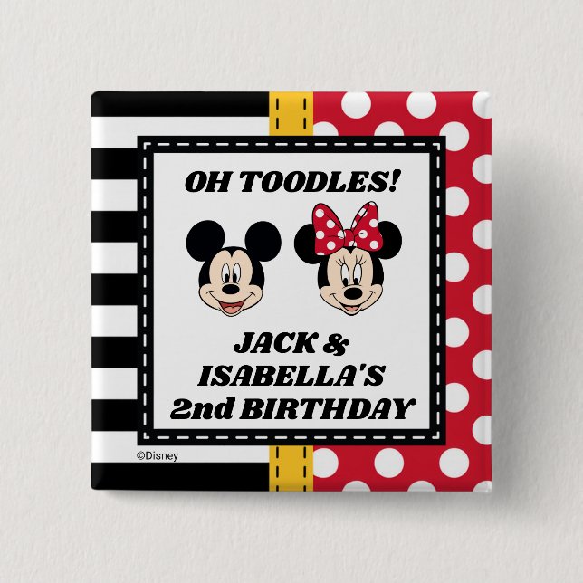 Mickey & Minnie Birthday  Button (Front)